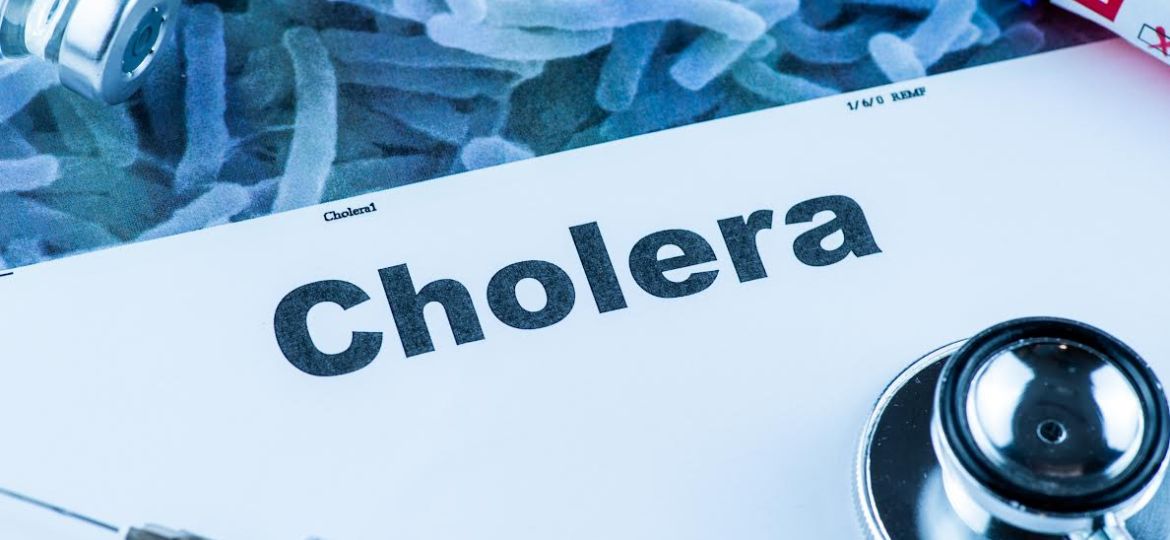 Close up of Cholera word disease and stethoscope,Medical health concept