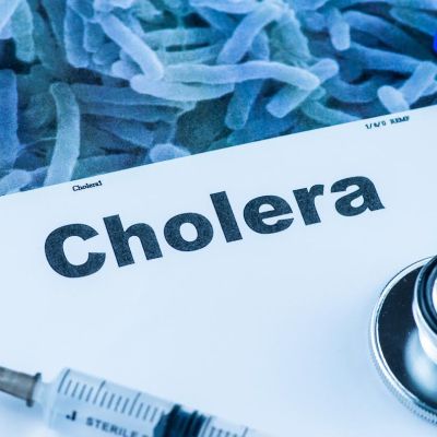 Close up of Cholera word disease and stethoscope,Medical health concept